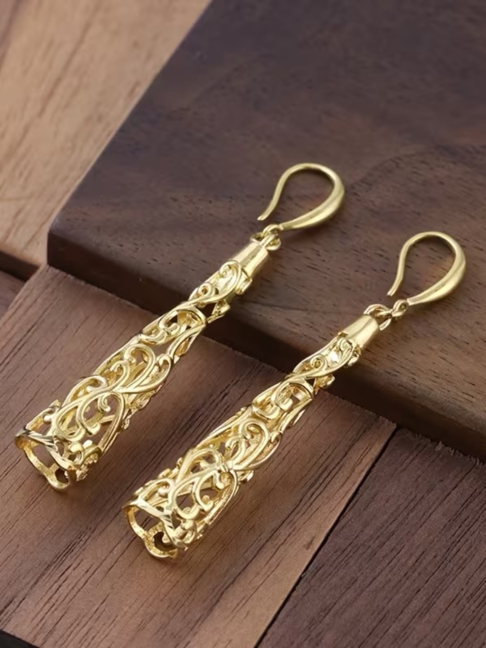 Gold Filigree Drop Earrings